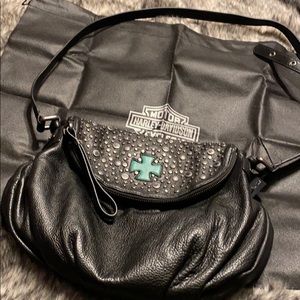 NWT Harley Davidson Leather Studded Crossbody